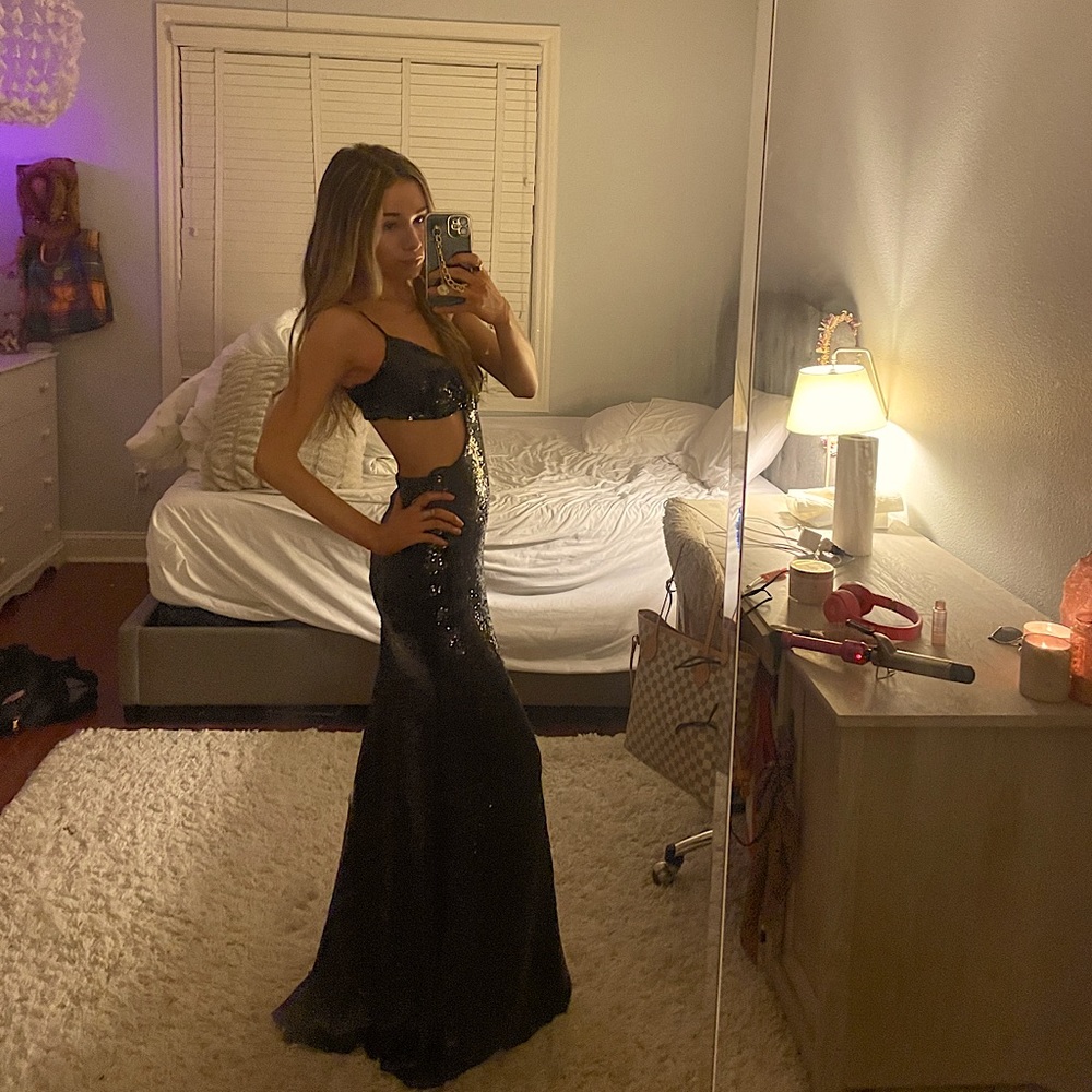Cutout sequin halter prom / Ball dress similar to SHERRI HILL 55518